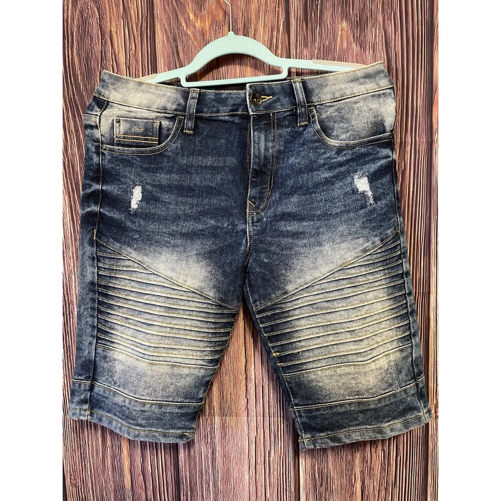 Southpole Mens Size 30 Slim Fit Jean Bermuda Shorts Stretch Acid Wash moto